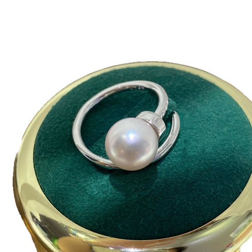 Nail Shaped Pearl Ring - Chic & Trendy